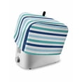 thumbnail image 1 of Blue Teal Striped Toaster Cover 4 Slice, Large Kitchen Appliance Covers, Farmhouse Stripes Simple Art Toaster Oven Cover with Loop, Bread Machine Cover Polyester Dust Cover Protection, 1 of 4