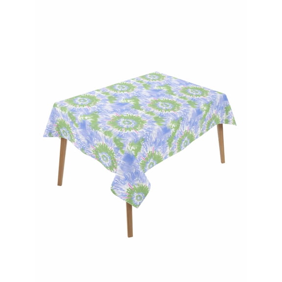 Blue Teal Table Cloth, Modern Tie Dyeing Contemporary Abstract Art Waterproof Tablecloth for Rectangle Tables, Reusable Washable Fabric Table Cover for Restaurant Kitchen Dining Tables 52"x70"