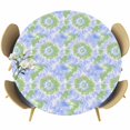 thumbnail image 1 of Blue Teal Table Cloth, Round Fitted Tablecloths with Elastic Edge, Modern Tie Dyeing Contemporary Abstract Art Wipeable Waterproof Table Cover for Kitchen Wedding 36-44 Inches, 1 of 4
