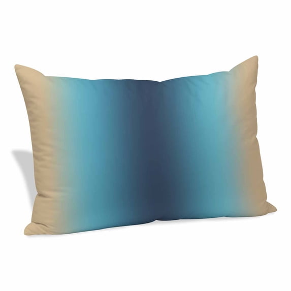 Blue Teal Yellow Ombre Pillow Covers, Linen Long Throw Pillow Case, Farmhouse Modern Gradient Art Holiday Pillow Protector Decorative Cushion Cover for Living Room/Bedroom 16" x 24"