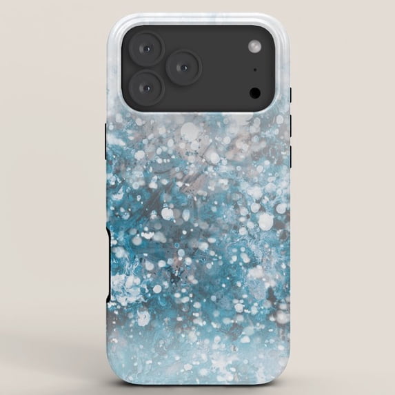 Shell Posster Blue Blue, Teal and White Paint Splatter Tough Case for Apple iPhone ...