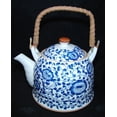thumbnail image 1 of Blue Teapot w/ Bamboo Handle and Metal Filter, 1 of 1