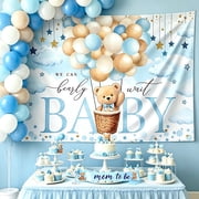 Blue Teddy Bear Themed Birthday Party Decoration Banner - Balloon Garland and Backdrop for Birthday Parties and Family Gatherings