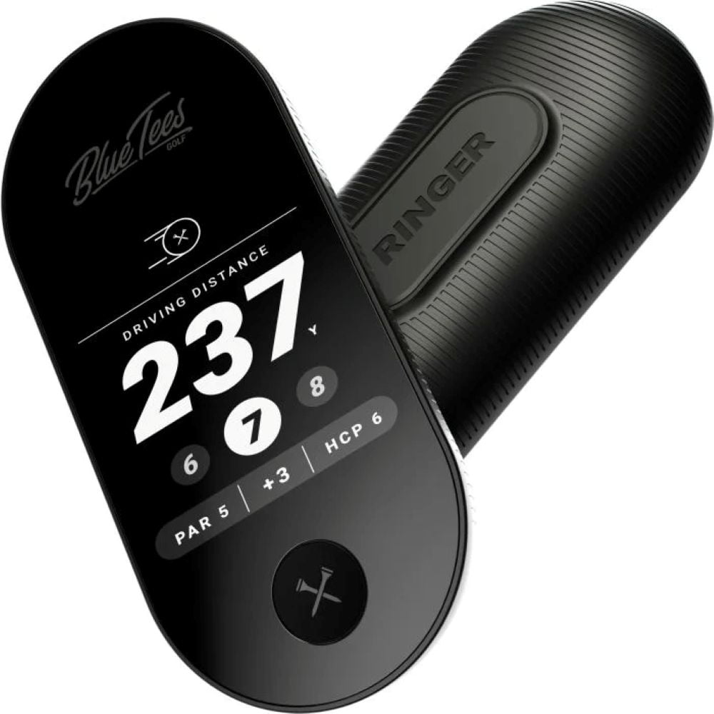 Blue Tees 2025 The Ringer Golf GPS Magnetic / Touch Screen 40k Pre Loaded  Black