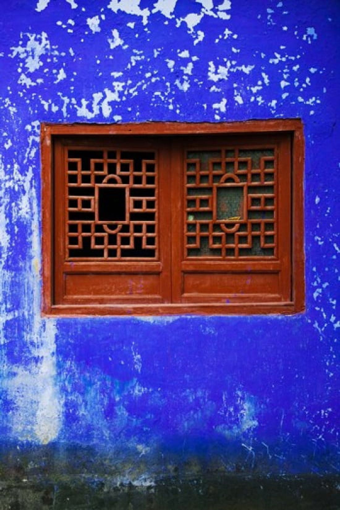 Blue Temple wall detail Mingshan Fengdu Ghost City Fengdu Yangtze River Chongqing Province China Canvas Art - Panoramic Images (24 x 36)