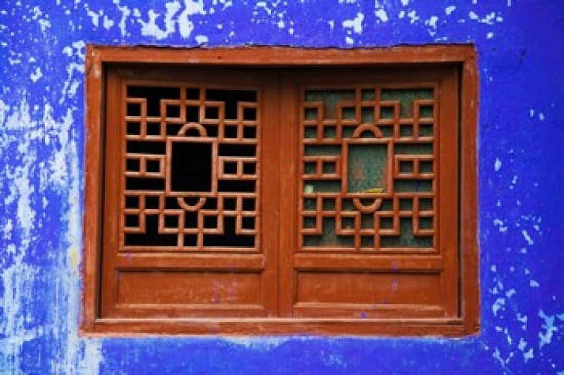 Blue Temple wall detail Mingshan Fengdu Ghost City Fengdu Yangtze River Chongqing Province China Canvas Art - Panoramic Images (36 x 24)
