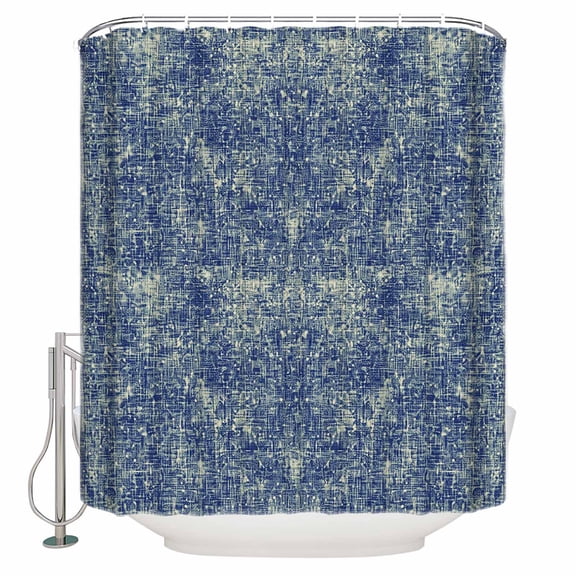 Blue Terracotta Splatter Bathroom Shower Curtains with 12 Hooks Waterproof Shower Curtain for Stalls and Bathtubs Boho Mottled Vintage Rustic Decorative Bathroom Privacy Curtain 36x72 Inches