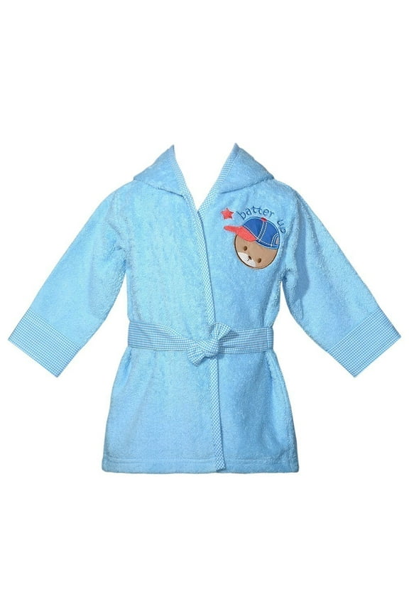 Blue Terry Baseball Bear Robe Baby Boy 0-9M