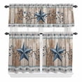 thumbnail image 1 of Blue Texas Star Curtain Valances Set Vintage Blue Star Berry Brown Beige Wood Grain Kitchen Curtains 36&nbsp;inch Length Rod Pocket Valance and Tiers 3 Piece Set Small Bedroom Bathroom Laundry Decor, 1 of 9