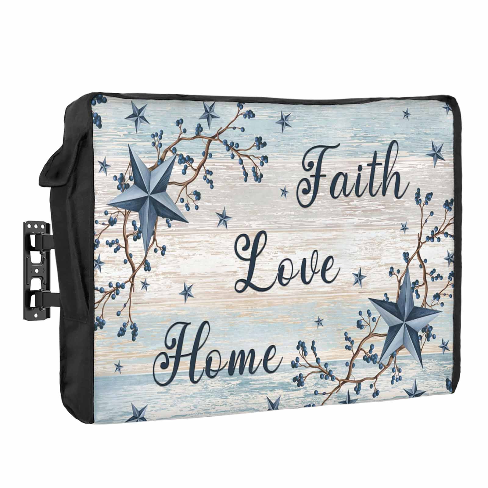 Blue Texas Star Waterproof Outdoor TV Cover, Vintage Berry Faith Love ...