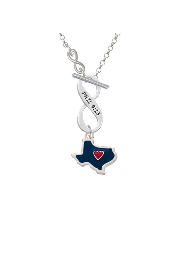 Blue Texas with Red Heart - To Infinity Philippians 4:13 Toggle Necklace