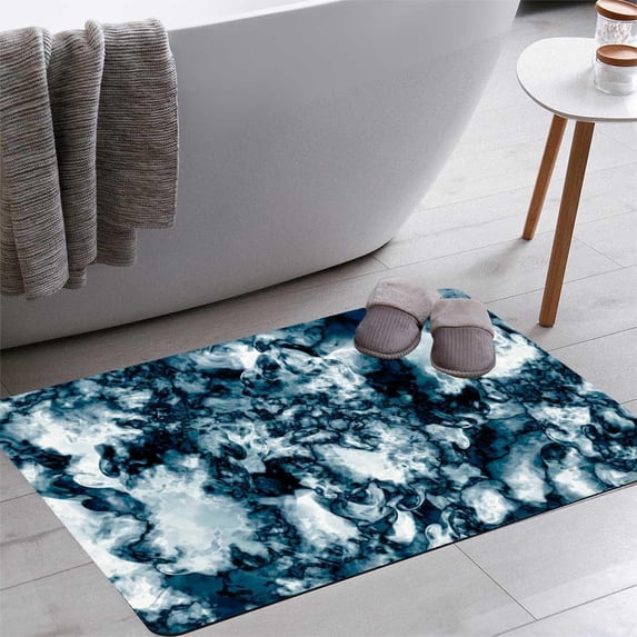 Blue Texture Background Bath Rugs 16x24 Inch Non Slip Bath Mat Quick Dry Super Absorbent Thin Bath Rug Fit Under Door Washable Bath Floor Rugs for Bathroom Bathtub Shower Sink,Multi 8