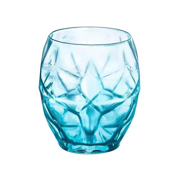 Blue Textured Crystal Glass Cup, 400/500ml Large Capacity Stemless Drinking Glasses