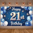 thumbnail image 1 of Blue Theme 21st Birthday Banner Gold Glitter Display Balloon Decor Star Pattern 21st Celebration Backdrop for 21st Birthday Party Adult Celebration Photo Backdrop, 1 of 9