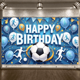 thumbnail image 1 of Blue Theme Banner Soccer Balloon Design Football for Birthday Party Kids Event Sports Celebration, 1 of 8
