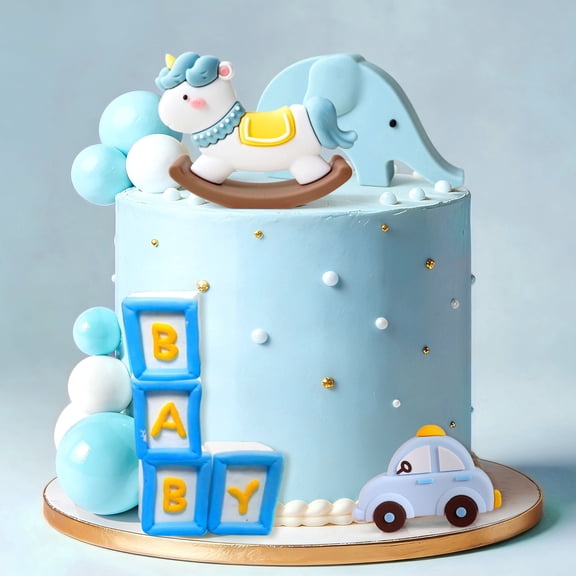 Blue Theme Cartoon Cake Topper Set - Fun Party Decorations for Celebrations