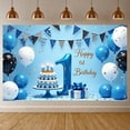 thumbnail image 1 of Blue Theme Happy 1st Birthday Banner Gold Stars First Birthday Display Balloon Decor Cake Design 1st Birthday Backdrop for 1st Birthday Party Baby Boy Birthday Indoor Celebration, 1 of 9