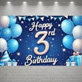 thumbnail image 1 of Blue Theme Happy 3rd Birthday Banner Starry Design 3rd Birthday Display Gift Box Decor Sparkling Effect Birthday Party Backdrop for 3rd Birthday Party Kids Gathering Indoor Decoration, 1 of 9