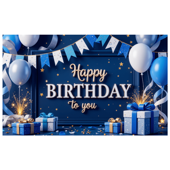 Blue Theme Happy Birthday Banner Celebration Decor Balloon Decoration Star Design Birthday Decor for Birthday Party Event Decoration Indoor Celebration