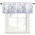 thumbnail image 1 of Blue Theme Window Valance Curtain Blue Flower Rod Pocket Short Curtain for Living Room, Bedroom & Kitchen Window Decor 54x18in, 1 of 8