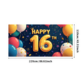 thumbnail image 1 of Blue Themed 16th Birthday Backdrop Banner with Balloon Star Heart Elements Party Decoration Birthday Party Supplies Photography Props, 1 of 6