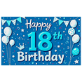 thumbnail image 1 of Blue Themed 18th Birthday Backdrop Banner with Balloons Stars Crowns, Happy Birthday Party Decorations Photography Props Party Supplies Background Decor, 1 of 7