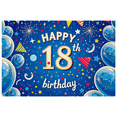 thumbnail image 1 of Blue Themed 18th Birthday Banner with Star Balloon and Firework Elements Backdrop Decor for Birthday Party Photography Props Decoration Happy Birthday Celebrations, 1 of 8