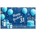 thumbnail image 1 of Blue Themed 31st Birthday Banner with Balloons Cake and Gift Background Party Decoration Photography Prop Backdrop for Birthday Party Celebrations Decorations Happy Birthday Event Supplies, 1 of 7