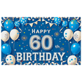 thumbnail image 1 of Blue Themed 60th Birthday Backdrop Banner with Balloons Confetti and Fireworks Party Decoration Photography Prop for Birthday Party Celebrations Event Decor Happy Birthday Party Supplies Background, 1 of 7