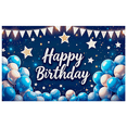 thumbnail image 1 of Blue Themed Happy Birthday Backdrop Banner with Star Balloon Elements Party Supplies Birthday Party Decors Photography Props, 1 of 7
