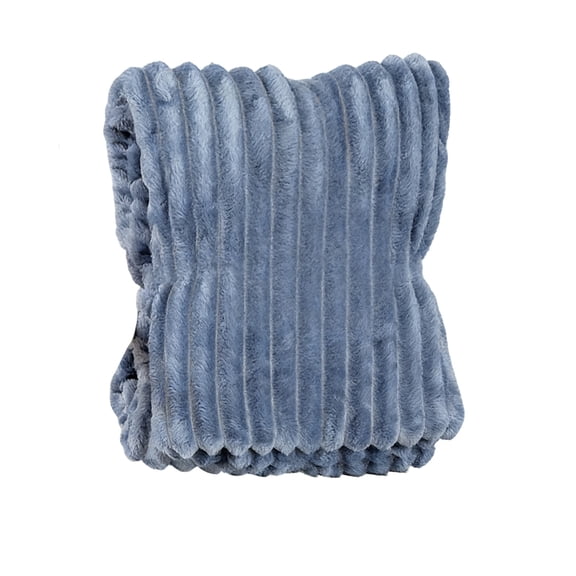 Blue Thick Raschel Blanket 70X100 With Striped Detail For Cold Nights And Home Decor