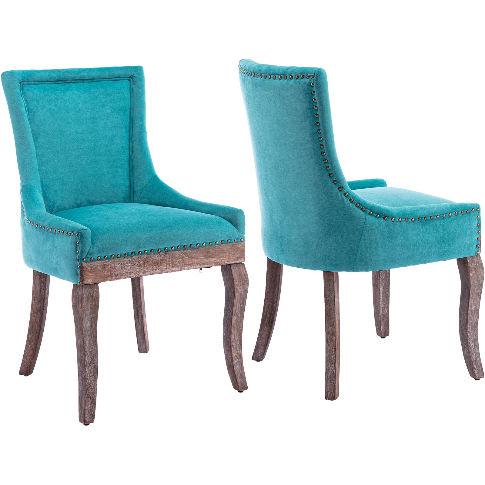 Blue Thickened Fabric Dining Chairs Set of 2, Kitchen & Dining Room
