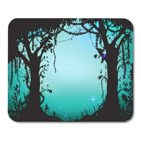 Blue Thicket Deep Fairy Forest Silhouette Light and Sparkles Mousepad Mouse Pad Mouse Mat 9x10 inch