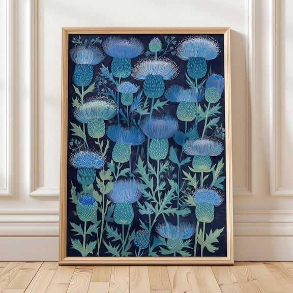 Blue Thistle Botanical Flower Nature Floral Porch Decoration Unframed Paper Print