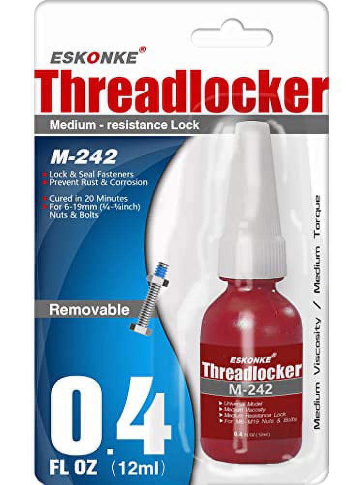 Blue Threadlocker M-242 Medium Strength 0.4 Oz(12 ml) Lock Tight & Seal  Fasteners Anaerobic Curing Metal Glue 