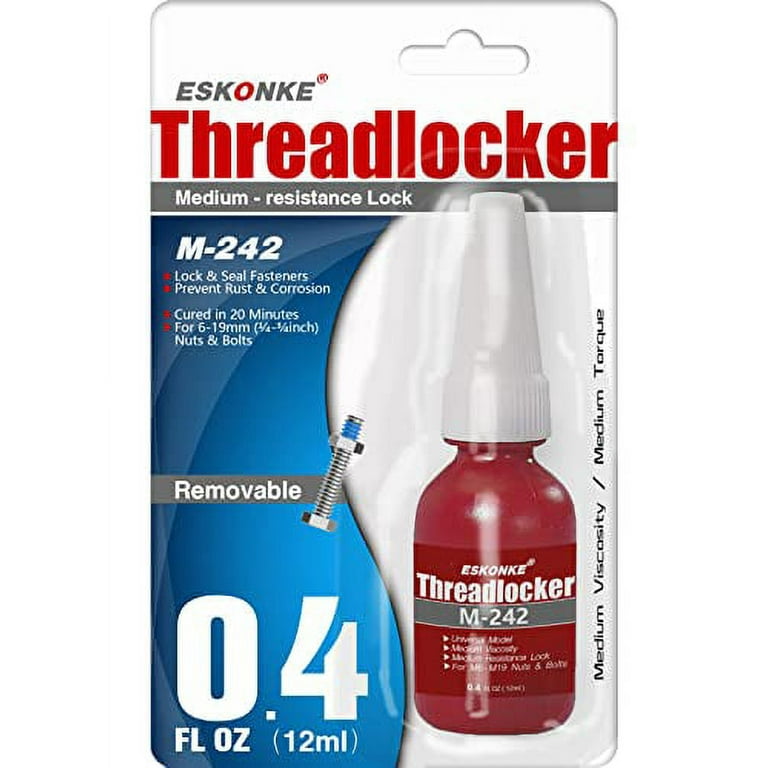 Loctite Threadlocker Blue 242 - Removable Thread Lock Glue for Nuts, Bolts,  & Fasteners, Medium Strength Screw Glue to Prevent Loosening & Corrosion 