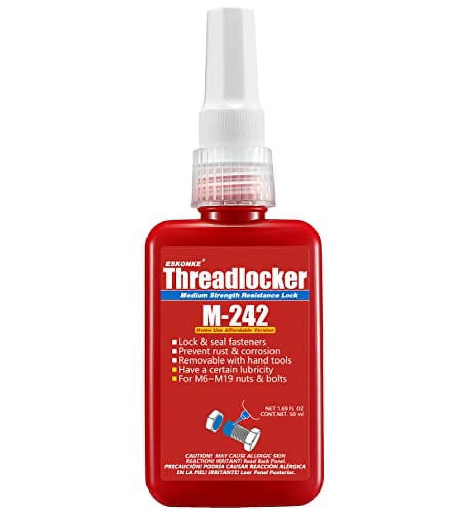 Blue Thread Locker 242 Medium Strength Removable 1.69 fl oz/50 ml Nuts & Bolts Locker Threadlocker Lock Tight & Seal Fasteners Anaerobic Curing