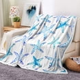 thumbnail image 1 of Blue Throw Blanket, Artistic Beach Starfish Decor Blue White Travel Blanket, Cozy Microfiber Warm Flannel Blankets and Throws for Couch Sofa Bedding Living Room 60x80 Inches, 1 of 5