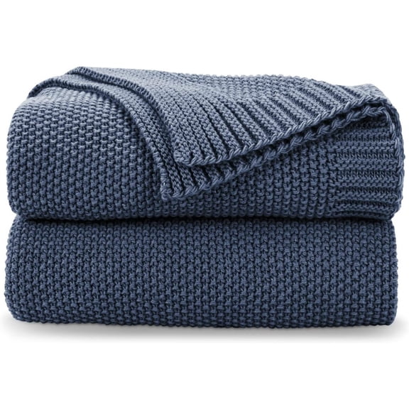 Blue Throw Blanket for Couch, Soft Cozy Cable Knit Throw for Bed Sofa Living Room, Lightweight Warm Decorative Farmhouse Christmas Blanket, 50"x60", Dusty Blue