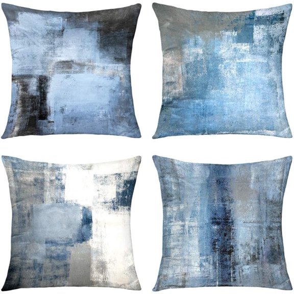 Blue Throw Pillow Cover,Pack of 4 Soft Velvet Decorative Cushion Cover for Sofa Bedroom Living Room (16X16 inch,Blue)