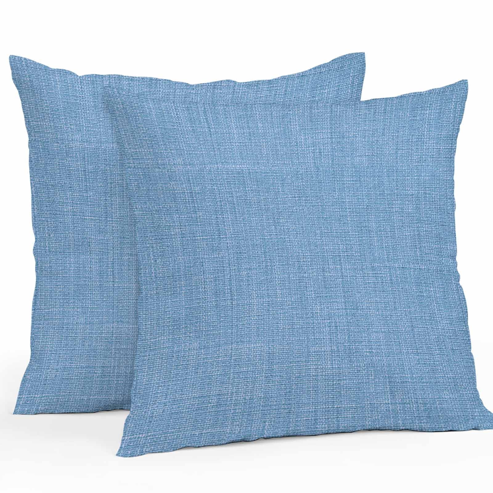 Blue Throw Pillow Covers 20x20 Inch Set of 2, Farmhouse Burlap Solid Blue Color Modern Linen Texture Waterproof Outdoor Pillow Covers, Decorative Cushion Pillowcases for Couch, Sofa, Bed, Patio