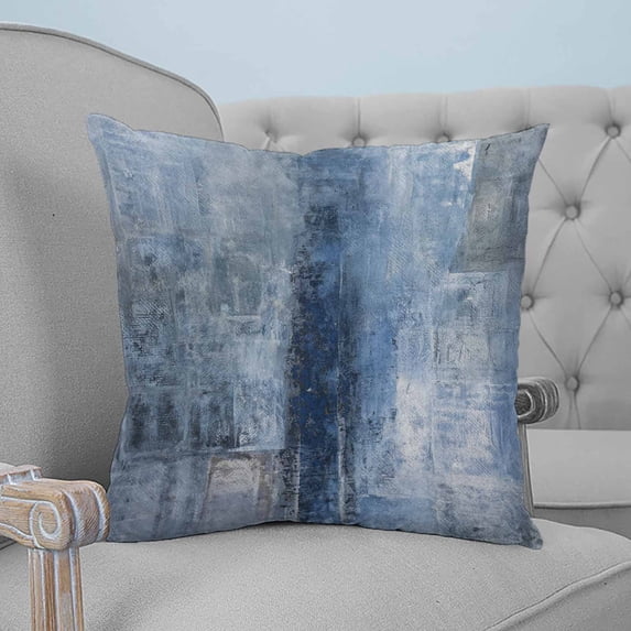 Blue Throw Pillow Covers, Soft Pillowcases with Invisible Zipper, Retro Oil Painting Modern Abstract Art Aesthetics Decorative Square Pillow Cushion Covers for Living Room Couch Sofa Bed 16x16 Inches