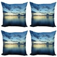 thumbnail image 1 of Ambesonne Blue Throw Pillow Cover 4 Pack, Dusk over Tropical Lagoon, 24", Dark Blue, 1 of 5