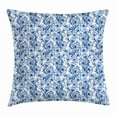 thumbnail image 1 of Blue Throw Pillow Cushion Cover, Delicate Spring Season Themed Floral Pattern in Traditional Russian Gzhel Style, Decorative Square Accent Pillow Case, 24 X 24 Inches, Cobalt Blue White, by Ambesonne, 1 of 2