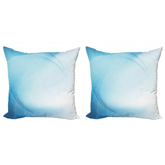 Blue Throw Pillow Cushion Cover Pack of 2, Beam Effect Waves Abstract Technology Modern Art Curves Softness Illustration, Zippered Double-Side Digital Print, 4 Sizes, Blue and Pale Blue, by Ambesonne