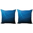 thumbnail image 1 of Blue Throw Pillow Cushion Cover Pack of 2, Ombre Gradient Effected Motion Design Print, Zippered Double-Side Digital Print, 4 Sizes, Azure Blue Night Blue, by Ambesonne, 1 of 2