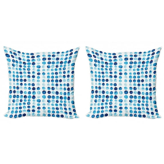 Ambesonne Blue Throw Pillow Cover 2 Pack, Hand Drawn Circles Cells, 18", Blue Pale Blue