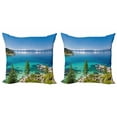 thumbnail image 1 of Ambesonne Blue Throw Pillow Cover 2 Pack, Tranquil Tahoe Shoreline, 18", Blue Grey Green, 1 of 2