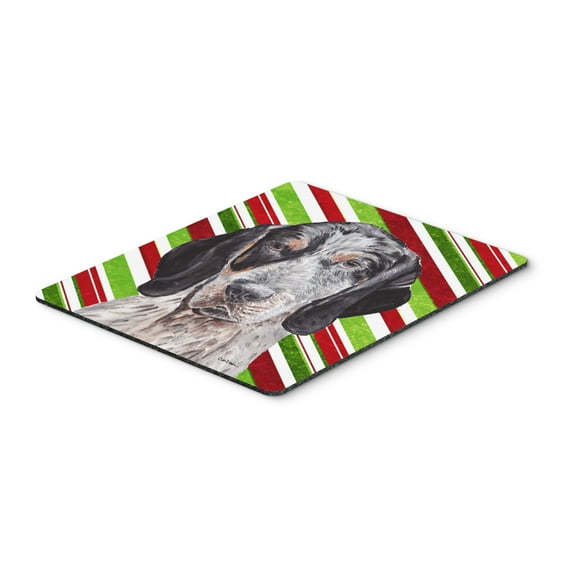 "Blue Tick Coonhound Candy Cane Christmas Mouse Pad Hot Pad or Trivet"