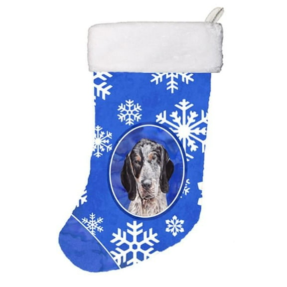 Blue Tick Coonhound Winter Snowflakes Christmas Stocking